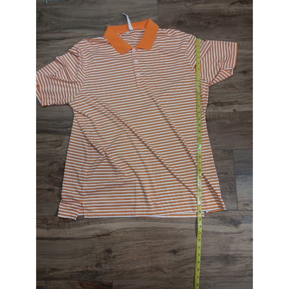 Adidas Golf Polo Shirt Mens XL Orange Striped Short Sleeve Adult Golf Great Cond